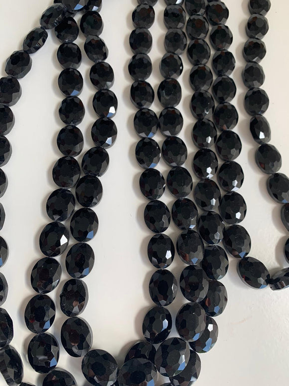 Black Oval Faceted Beads